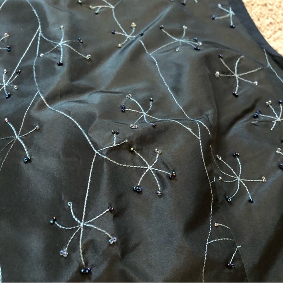 Vintage Due per Due Collection Womans Blouse 12 Black Silk Floral Beaded - Picture 5 of 8